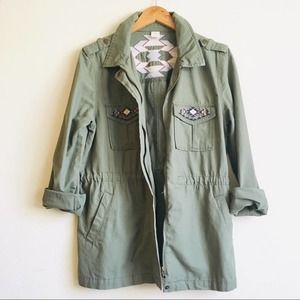 Wild Pearl Boho Aztec Green Utility Jacket M